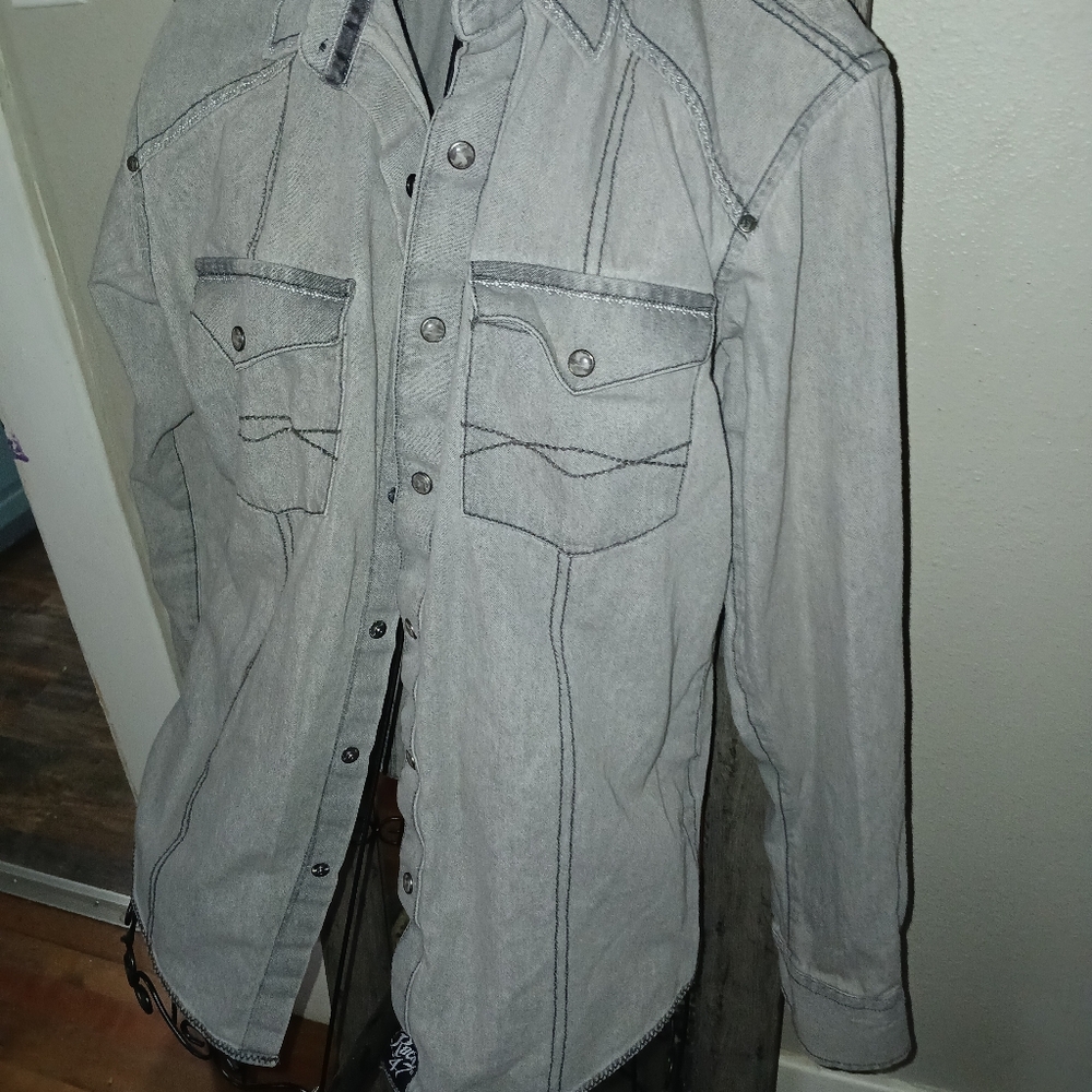 Gray Button-Up Jacket - Picture 3 of 4